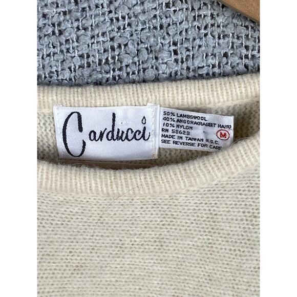 Carducci Angora Sweater Women’s Medium Cream Embellished Holiday Glam Retro ‘80s - Picture 8 of 16